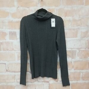 NWT Three Clothing Co Size Large Women's Charcoal Ribbed Turtleneck Sweater